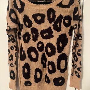 Express Black and Tan Leopard Print Sweater